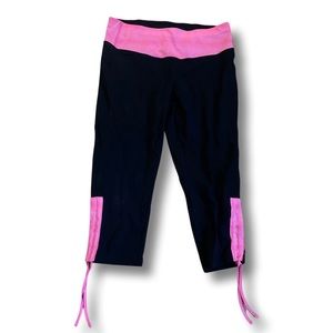 Made For Life Brand Pink And Black Cropped Yoga Leggings Size Petite Small